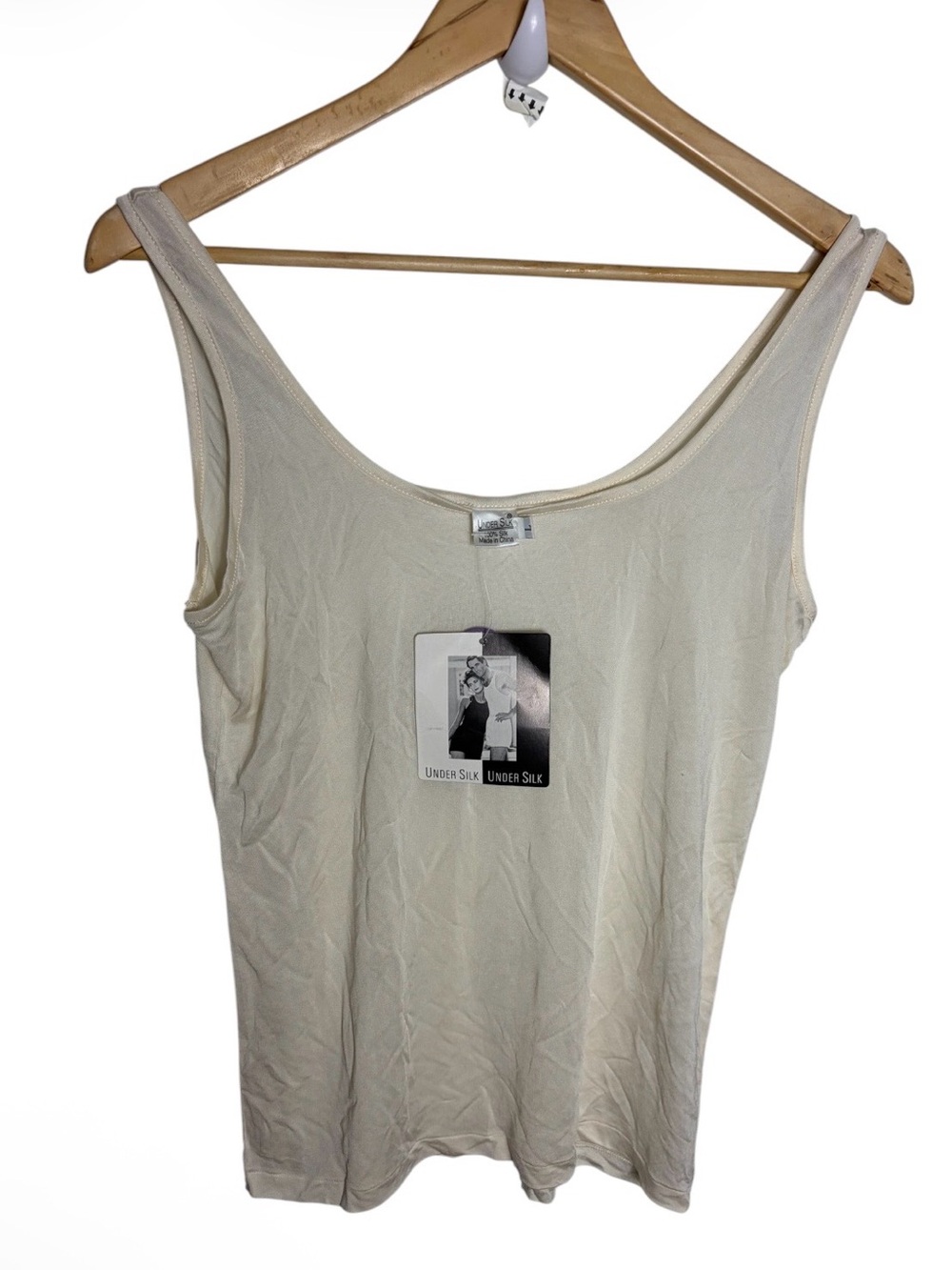 NWT under silk Y2K cream sleeveless semi sheer tank top size L